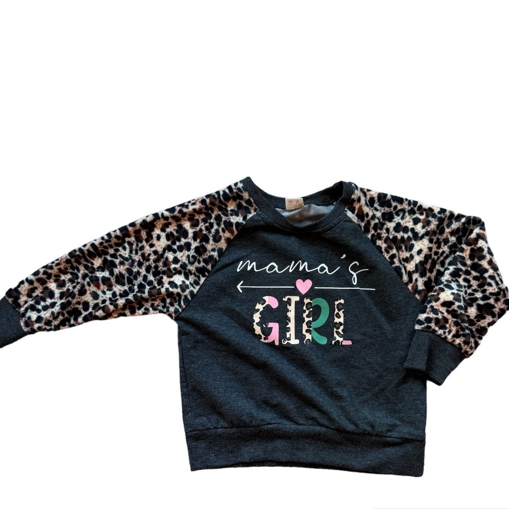 Etsy Toddler baby girls “mamas girl” long sleeve sweatshirt animal print size 3T